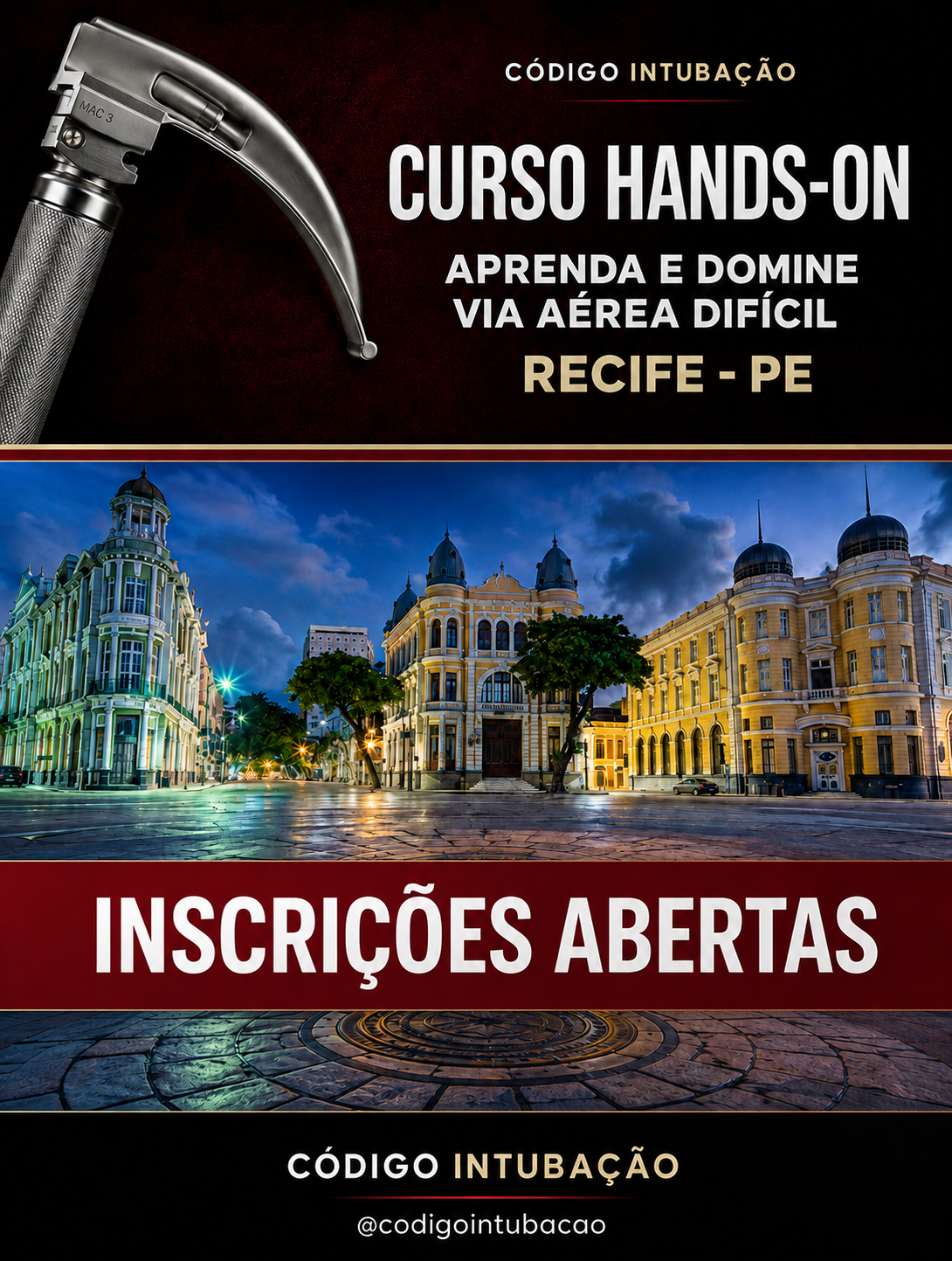 Divulgação do curso hands-on Código Intubação em Recife